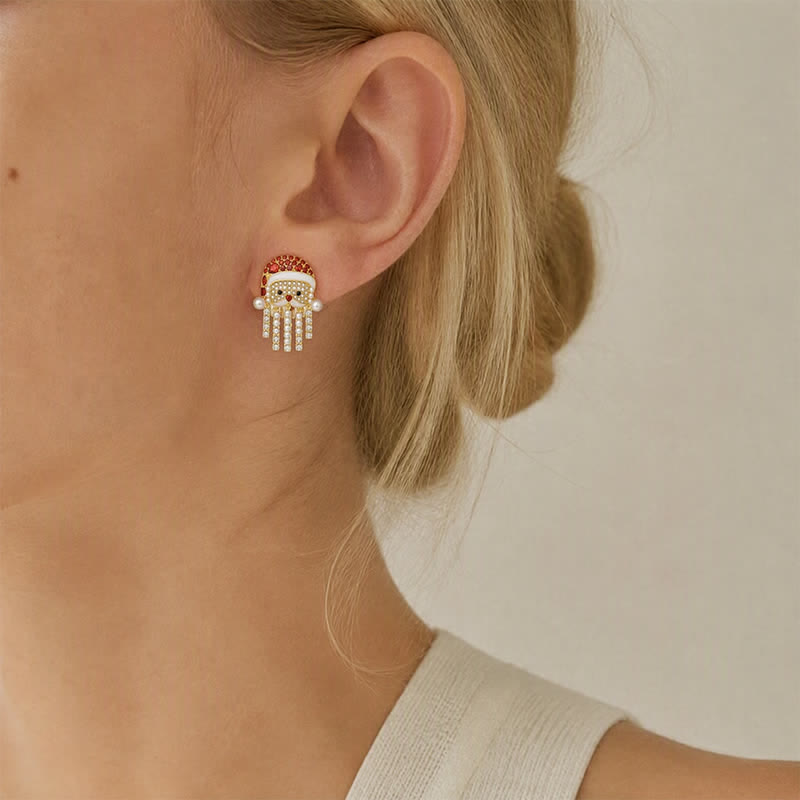 TaleClasp Santa Crystal Tassel Stud Gold Earrings - image 1