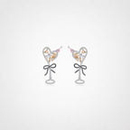 TaleClasp Crystal Cocktail Glass Drop Earrings - Silver - image 0