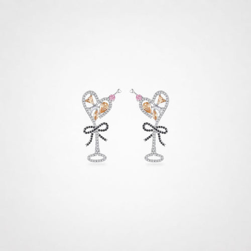 TaleClasp Crystal Cocktail Glass Drop Earrings - Silver - image 0