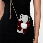 Festive Red Bow Beaded Tassel Phone Chain - image 1