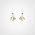 TaleClasp White Enamel Christmas Tree Stud Earrings - White - image 0