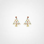 TaleClasp White Enamel Christmas Tree Stud Earrings - White - image 0