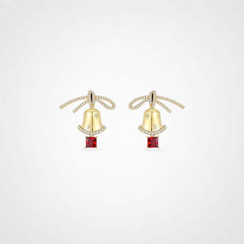 TaleClasp Bow Bell Drop Earrings - Golden - image 0