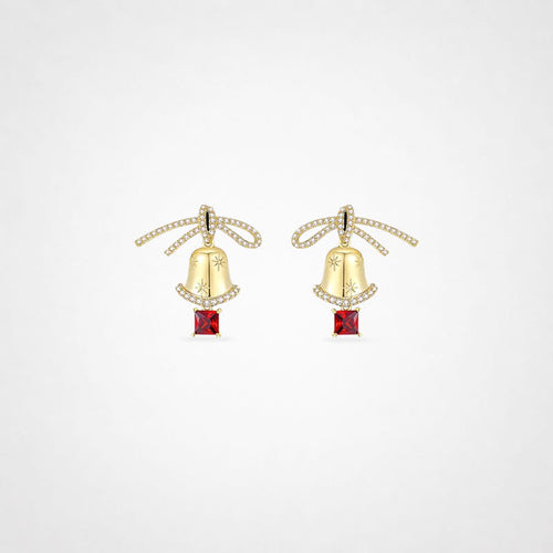 TaleClasp Bow Bell Drop Earrings - Golden - image 0