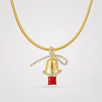 TaleClasp Bow Bell Ruby Drop Pendant Necklace - image 4