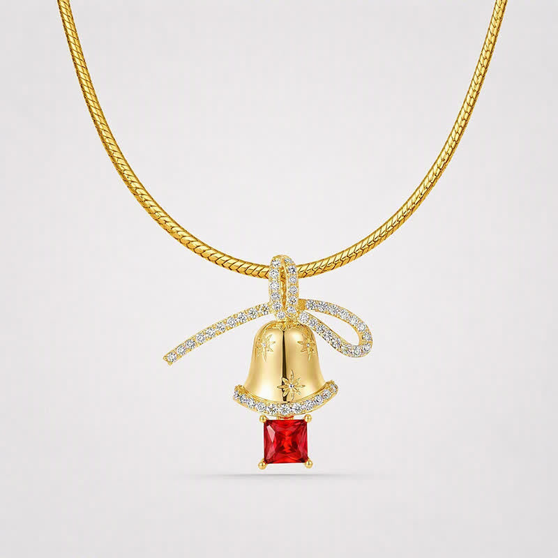 TaleClasp Bow Bell Ruby Drop Pendant Necklace - image 4