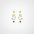 TaleClasp Elegant Star Spiral Green Crystal Drop Earrings - Golden - image 0