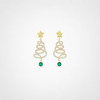 TaleClasp Elegant Star Spiral Green Crystal Drop Earrings - Golden - image 0