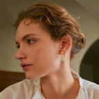 TaleClasp Elegant Star Spiral Green Crystal Drop Earrings - image 2