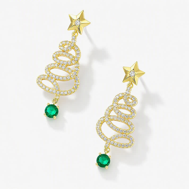 TaleClasp Elegant Star Spiral Green Crystal Drop Earrings - image 3