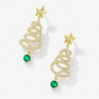 TaleClasp Elegant Star Spiral Green Crystal Drop Earrings - image 3