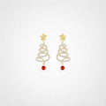 TaleClasp Starry Christmas Tree Drop Earrings - Golden - image 0