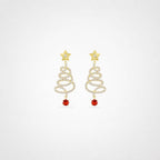TaleClasp Starry Christmas Tree Drop Earrings - Golden - image 0