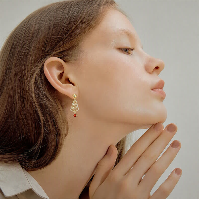 TaleClasp Starry Christmas Tree Drop Earrings - image 2