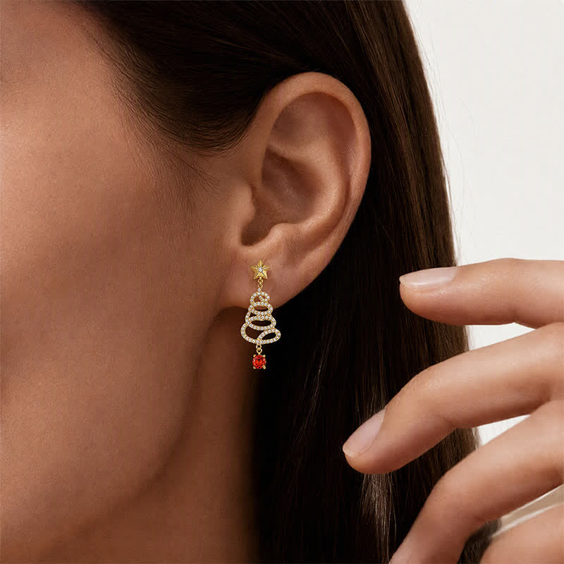 TaleClasp Starry Christmas Tree Drop Earrings - image 1