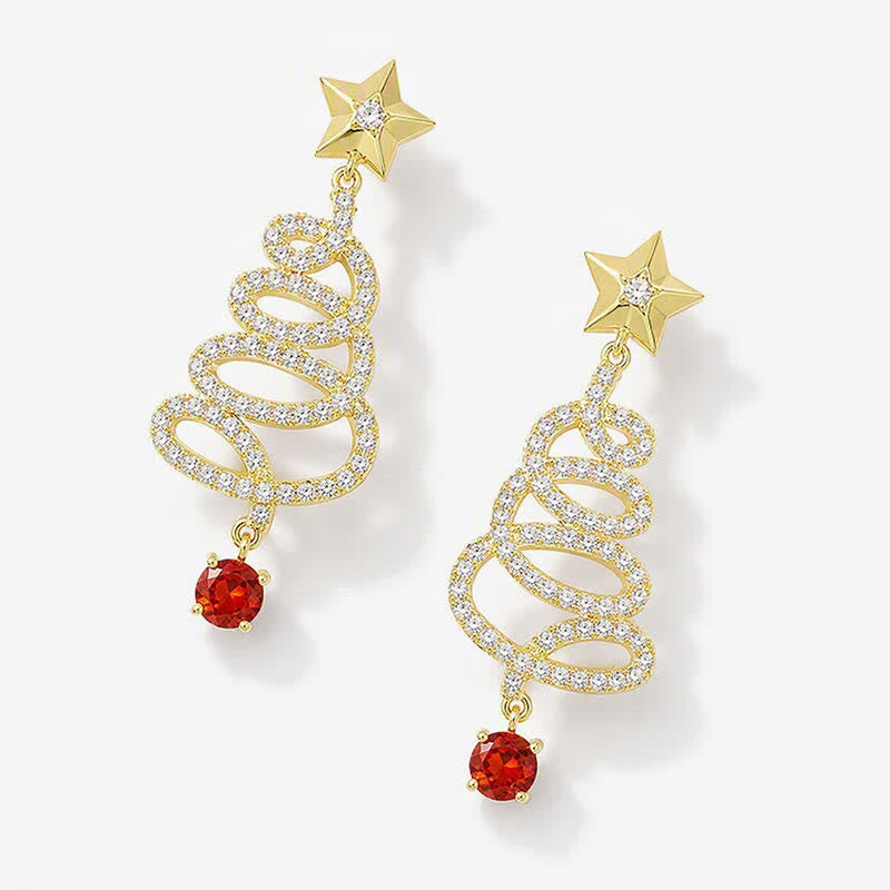 TaleClasp Starry Christmas Tree Drop Earrings - image 3