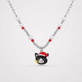 TaleClasp Festive Black Cat Pearl Beaded Pendant Necklace - Black - image 0