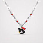 TaleClasp Festive Black Cat Pearl Beaded Pendant Necklace - Black - image 0