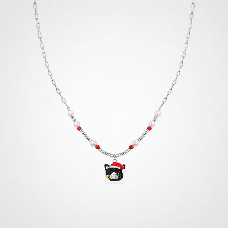 TaleClasp Festive Black Cat Pearl Beaded Pendant Necklace - image 4
