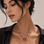 TaleClasp Festive Black Cat Pearl Beaded Pendant Necklace - image 2