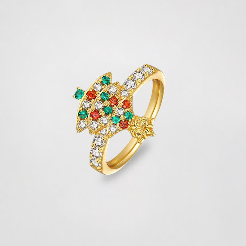 TaleClasp Gold Christmas Tree Crystal Statement Ring - image 3