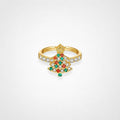 TaleClasp Gold Christmas Tree Crystal Statement Ring - Golden - image 0