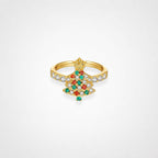 TaleClasp Gold Christmas Tree Crystal Statement Ring - Golden - image 0