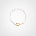 TaleClasp Elegant Pearl Gold Oval Clasp Bracelet - White - image 0