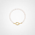 TaleClasp Elegant Pearl Gold Oval Clasp Bracelet - White - image 0