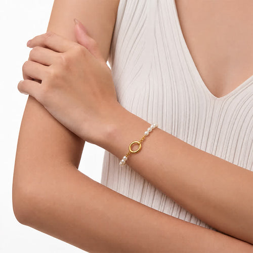 TaleClasp Elegant Pearl Gold Oval Clasp Bracelet - image 1