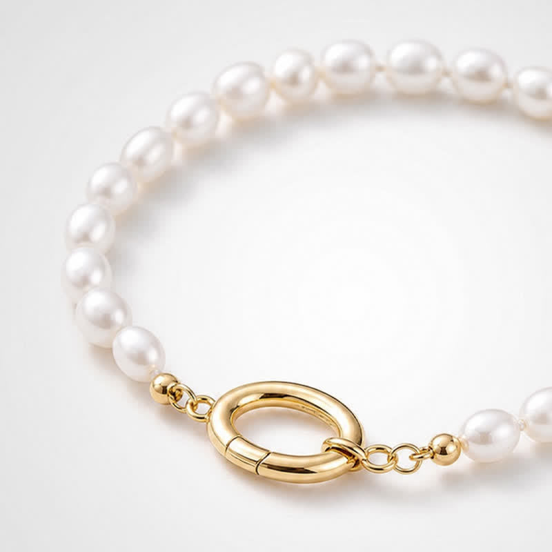 TaleClasp Elegant Pearl Gold Oval Clasp Bracelet - image 3