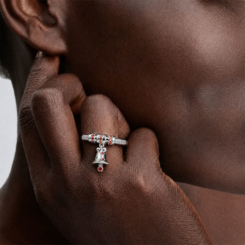 TaleClasp Silver Tone Pave Crystal Charm Ring - image 1