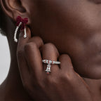 TaleClasp Vintage Velvet Bow Pearl Drape Earrings - image 1