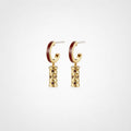 TaleClasp Burgundy Gold Tone Quilted Drop Hoop Earrings - Wine - image 0