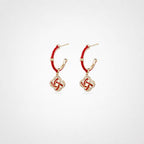 TaleClasp Red Clover Drop Hoop Earrings - Red - image 0