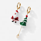TaleClasp Santa Christmas Tree Asymmetrical Hoop Drop Earrings - image 3
