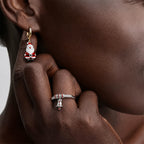 TaleClasp Santa Christmas Tree Asymmetrical Hoop Drop Earrings - image 1