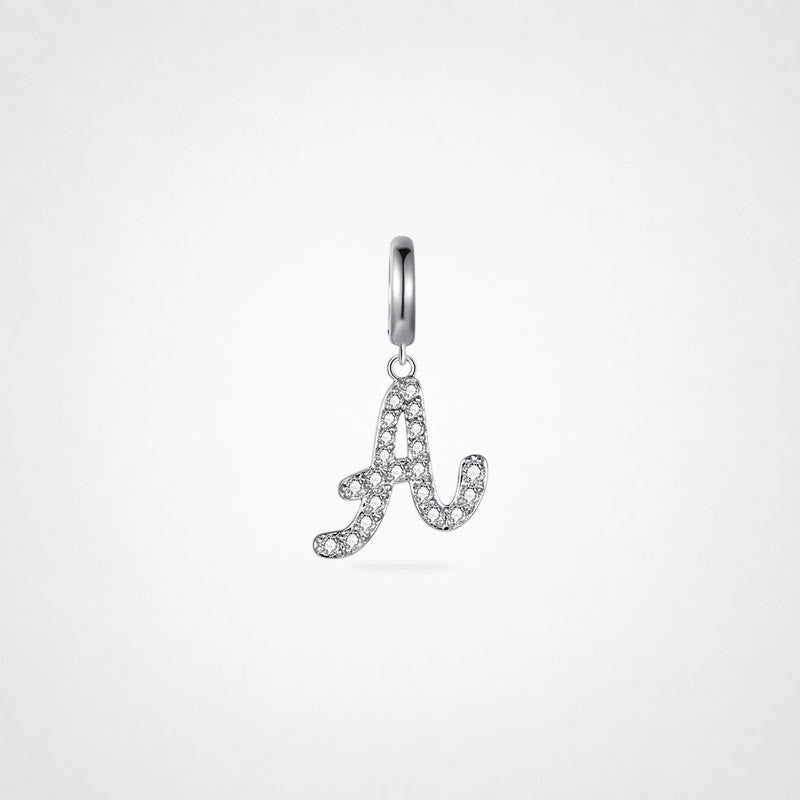 TaleClasp Elegant Script Letter A Silver Tone Initial Charm - Silver - image 0