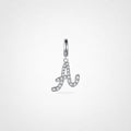 TaleClasp Elegant Script Letter A Silver Tone Initial Charm - Silver - image 0