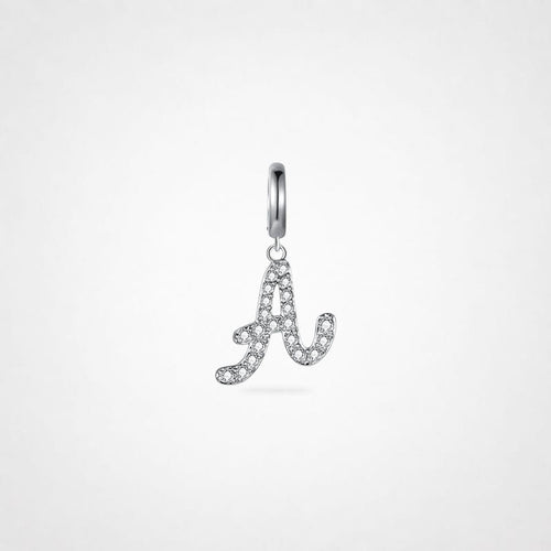 TaleClasp Elegant Script Letter A Silver Tone Initial Charm - Silver - image 0