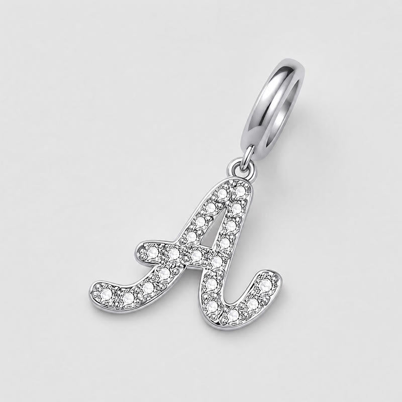 TaleClasp Elegant Script Letter A Silver Tone Initial Charm - image 3