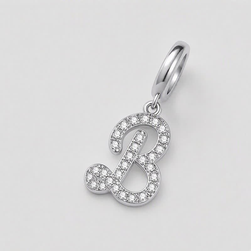 TaleClasp Elegant Script Letter B Silver Tone Initial Charm - image 3