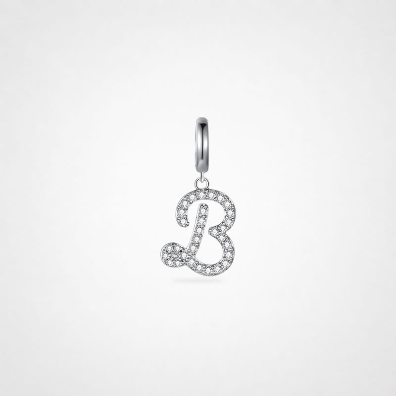 TaleClasp Elegant Script Letter B Silver Tone Initial Charm - Silver - image 0