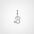 TaleClasp Elegant Script Letter B Silver Tone Initial Charm - Silver - image 0