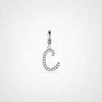 TaleClasp Elegant Script Letter C Silver Tone Initial Charm - Silver - image 0