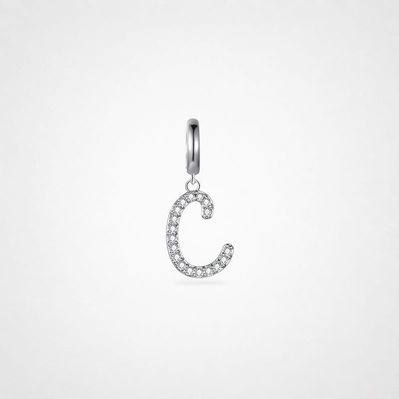 TaleClasp Elegant Script Letter C Silver Tone Initial Charm - Silver - image 0