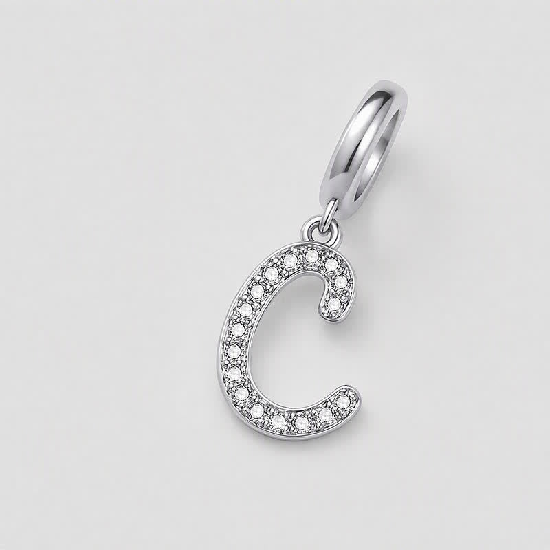 TaleClasp Elegant Script Letter C Silver Tone Initial Charm - image 3