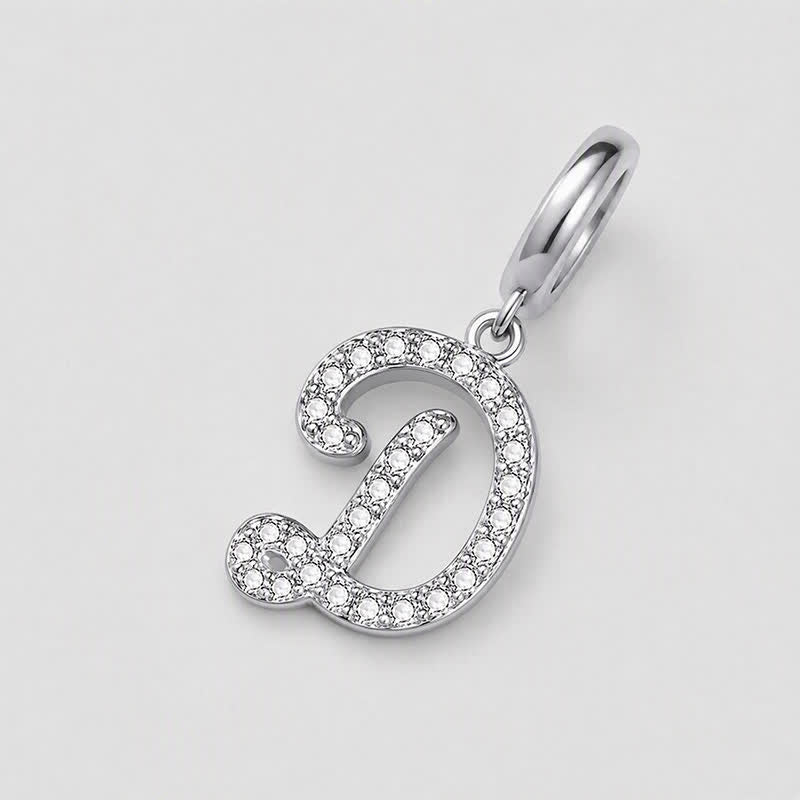 TaleClasp Elegant Script Letter D Silver Tone Initial Charm - image 3