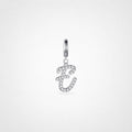 TaleClasp Elegant Script Letter E Silver Tone Initial Charm - Silver - image 0