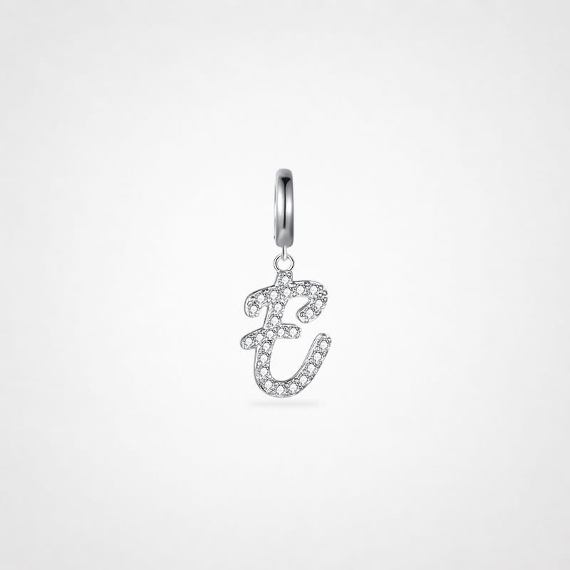 TaleClasp Elegant Script Letter E Silver Tone Initial Charm - Silver - image 0